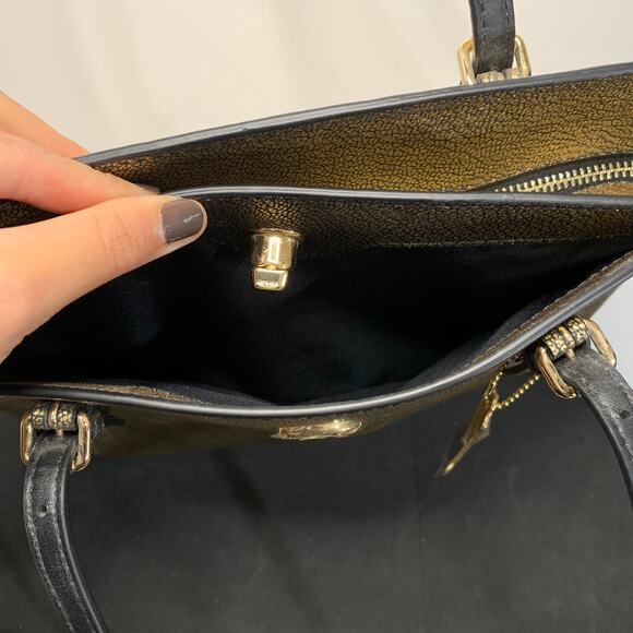 Coach Gold Metallic Turnlock Tote - Picture 8 of 16